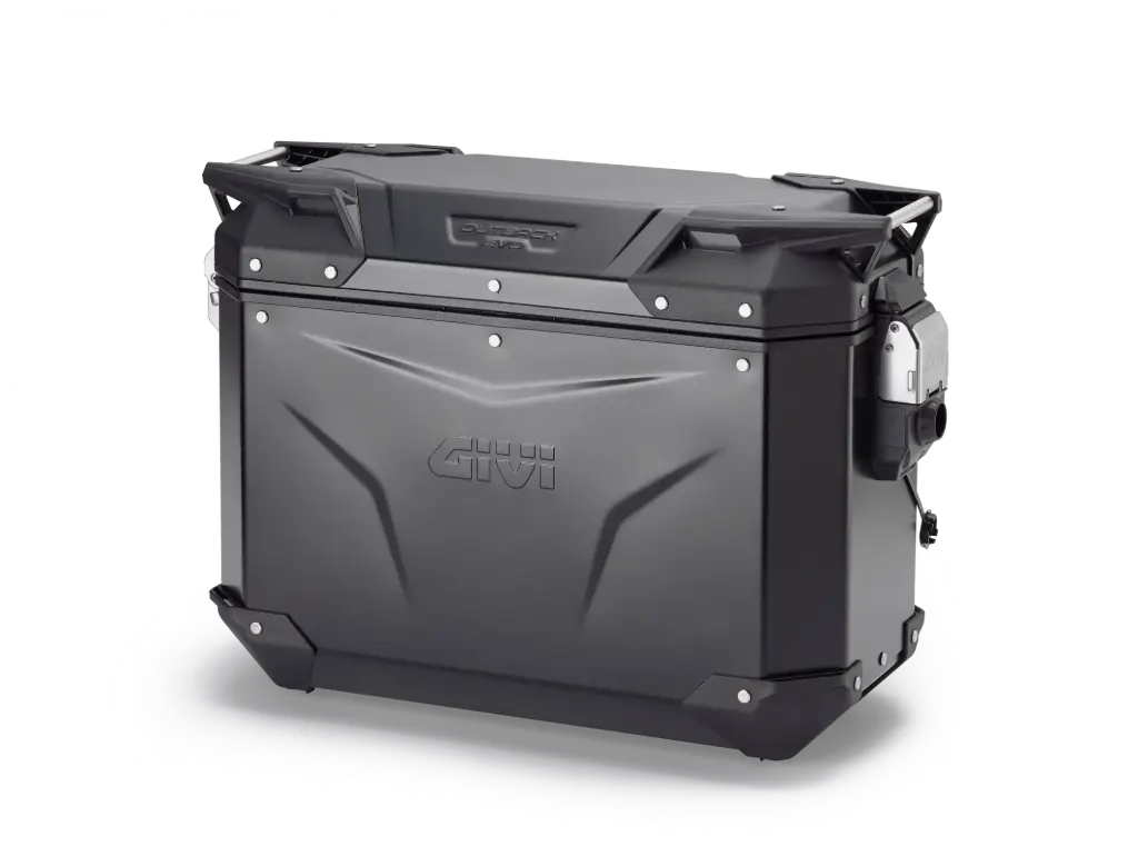 BAUL MONOKEY® TREKKER OUTBACK IZQ. EVO ALU. NEGRO 37 LTS - AÑADIR KIT SMART SECURITY LOCK