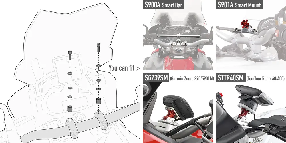 Kit especifico para el montaje del smart bar s900a/smart mount s901a yamaha mt-07 tracer (16-19)