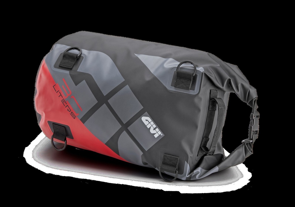 Bolso sillin cilindrica waterproof 30 lts - gris/rojo