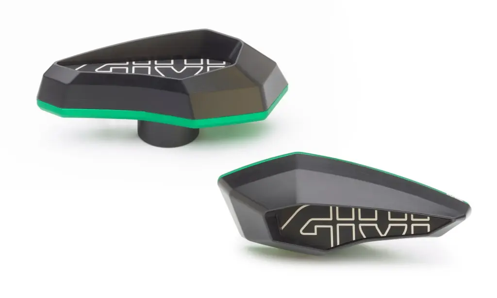 Slider Protector Universal Alumiino Anodizado Verde A Combinar Kit Anclaje Para Cada Moto