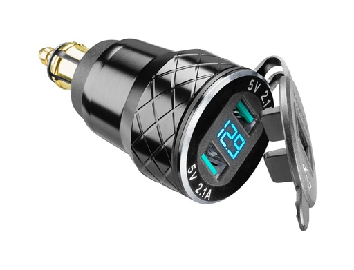 Adaptador de 12v con conector din doble toma usb